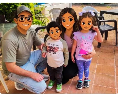 Padrino y madrina con dos niñas del Hogar